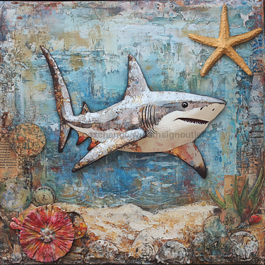 Nautical Sign, Shark Sign, DCO-02581, Sign For Wreath, 10x10